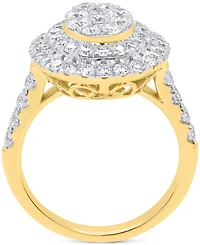 Forever Grown Diamonds Lab-Grown Diamond Halo Cluster Ring (2 ct. t.w.) Sterling Silver or 14K Gold-Plated