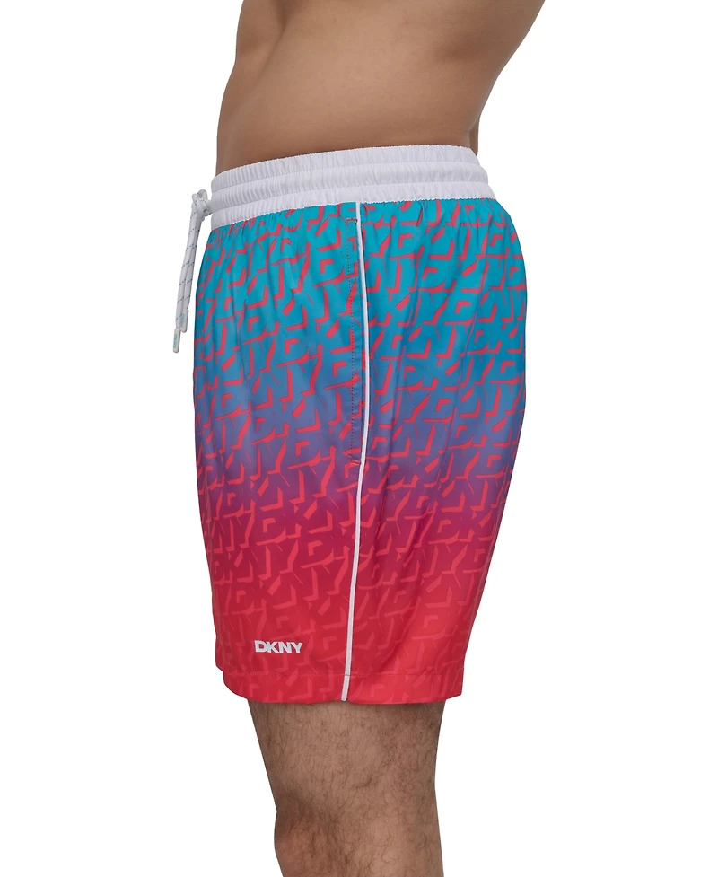 Dkny Men's Modern Euro Floral Print Performance 5" Volley Shorts