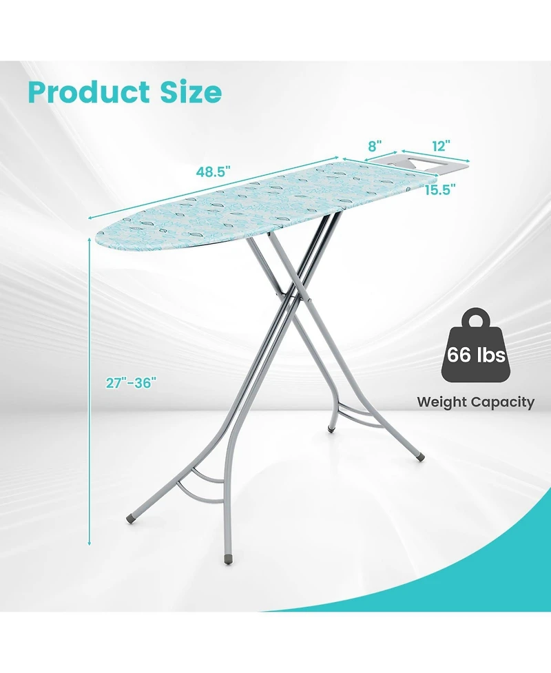 Foldable Ironing Board with Iron Rest and Adjustable Height