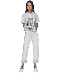 Karl Lagerfeld Paris Women's Crystal-Cuff Jeans