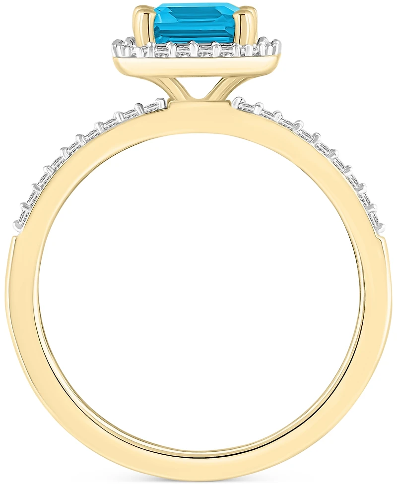 Blue Topaz (2 ct. t.w.) & Lab Created White Sapphire (1/4 Statement Ring 10k Yellow Gold