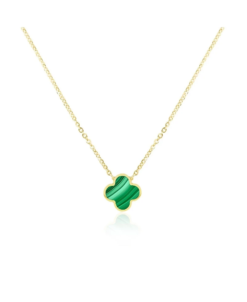 The Lovery Small Malachite Single Clover Necklace 14K Gold