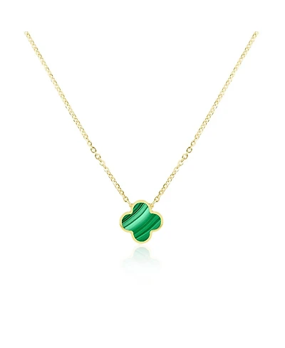 The Lovery Small Malachite Single Clover Necklace 14K Gold