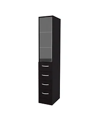Fm Furniture Pinon Bathroom Linen Cabinet with Glass Door and Drawers, Wengue