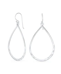 Bling Jewelry Pear Shaped Lightweight Hoop Huggie Earrings Sterling Silver 2 Inch