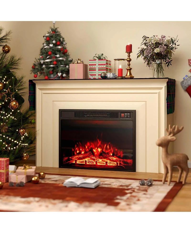 23" Electric Fireplace Insert with Remote Control Adjustable Flame Color Brightness
