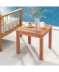 Square Outdoor Adirondack Side Table with Slatted Top for Patio or Garden Use