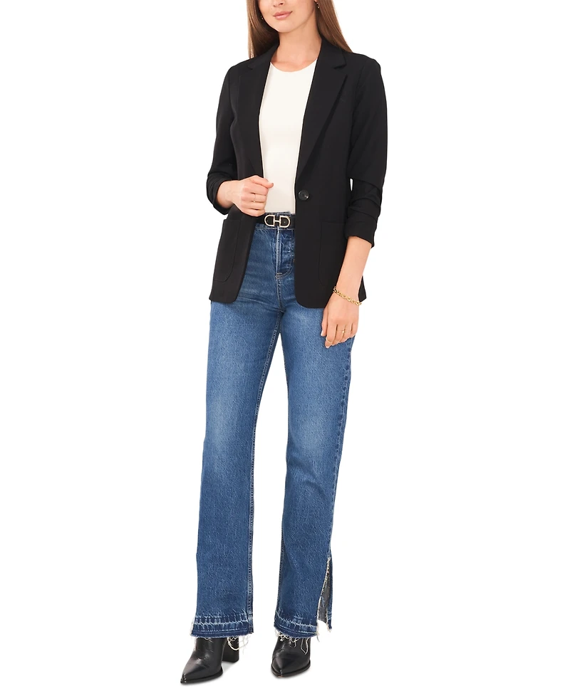 Vince Camuto Women's Ruched-Sleeve Ponte Blazer