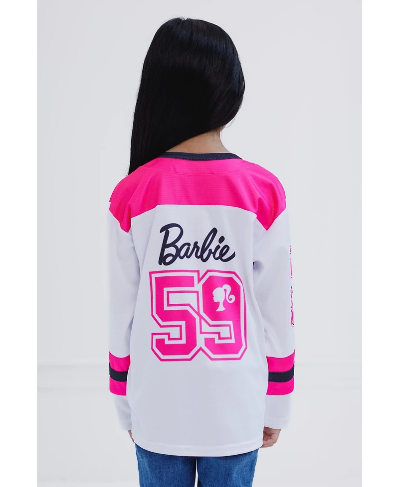 Barbie Toddler Girls Mesh Hockey Jersey Long Sleeve T-Shirt
