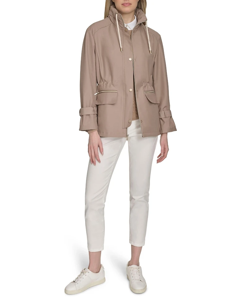 Cole Haan Signature Women's 29" Loose Fit Pinstripe Rain Jacket