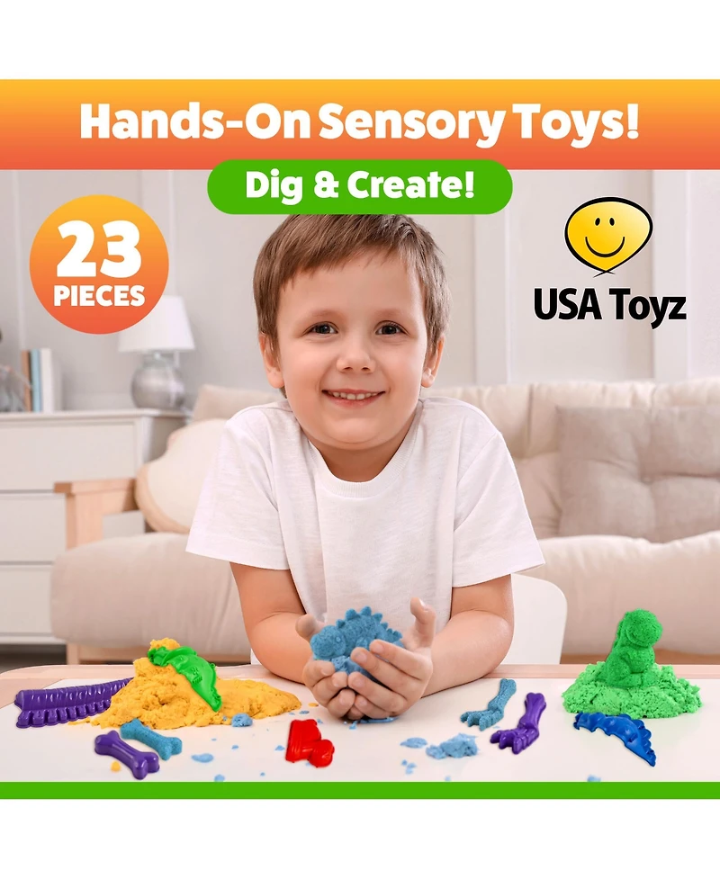 Usa Toyz Dinosaur Sand Molds Beach Toys for Kids- 23pk