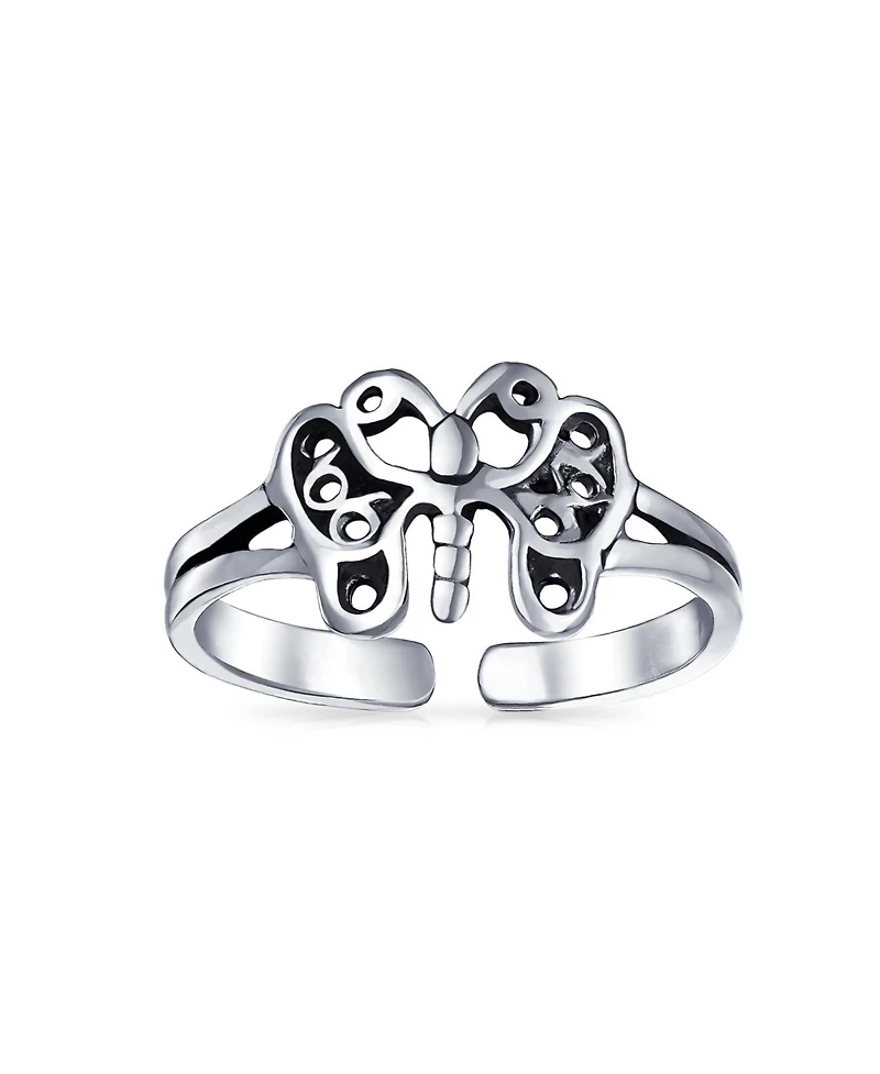 Bling Jewelry Butterfly Filigree Midi Toe Ring Oxidized Silver Sterling Band
