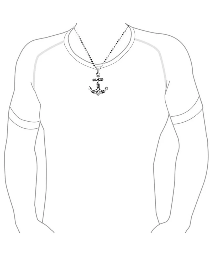 Bling Jewelry Nautical Anchor Pendant Necklace Black Oxidized Stainless Steel Chain