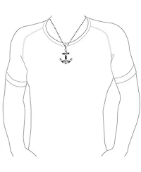 Bling Jewelry Nautical Anchor Pendant Necklace Black Oxidized Stainless Steel Chain