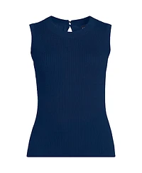 Lands' End Women's Fine Gauge Baby Cable Crew Neck Sleeveless Sweater - Set Top