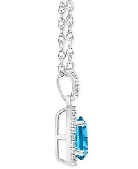 Blue Topaz (1-1/10 ct. t.w.) & Lab-Created White Sapphire (1/6 Pear Halo 18" Pendant Necklace 10k Gold (Also Additional Gemstone