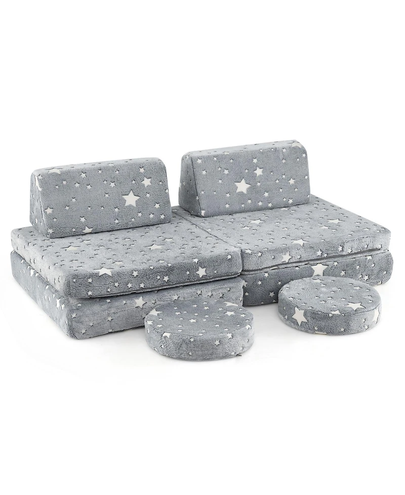 Modular Kids Play Couch Set Glow-in-the-Dark with Portable Handles Fun and Versatile Seating for Toddlers