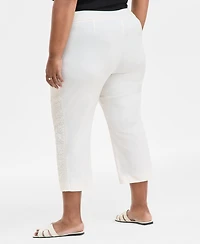 Jm Collection Plus Side Lace Trim Capri Pants, Exclusively at Macy's