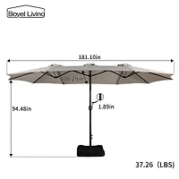 15 Ft Patio Umbrella with Base Included Outdoor Double-sided Extra Large Table Market