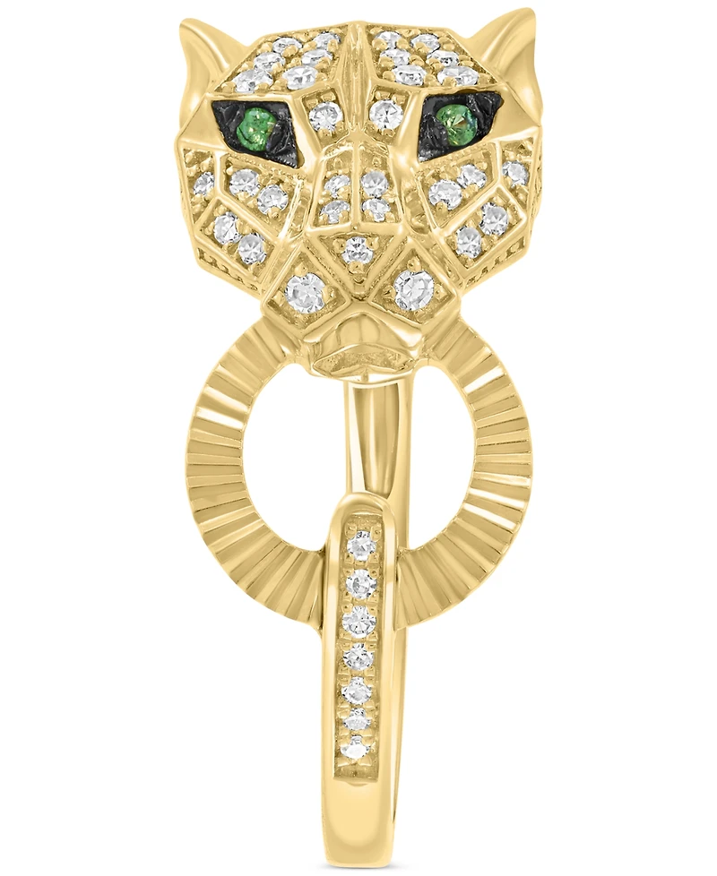 Effy Diamond (1/4 ct. t.w.) & Tsavorite Accent Jaguar Ring in 14k Gold