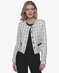 Karl Lagerfeld Paris Women's Windowpane-Print Jacket