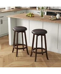 29" Counter Height Stools Set of with 360° Swivel Round Seat & Footrest