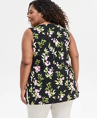 Jm Collection Plus Size Printed Tunic Tank, Exclusively at Macy's