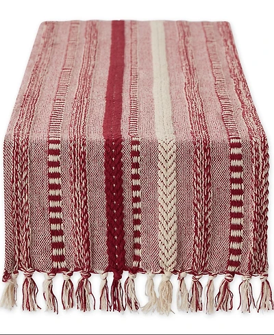 Design Imports Braided Stripe Jacquard Fringe Table Runner, 15" x 108"