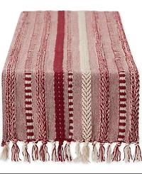 Design Imports Braided Stripe Jacquard Fringe Table Runner, 15" x 108"