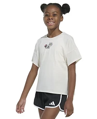adidas Big Girls Logo Graphic Short-Sleeve Drop-Shoulder T-Shirt