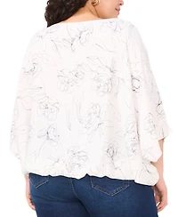 Vince Camuto Plus Size Printed 3/4-Raglan Sleeve Top, Exclusively at Macy's