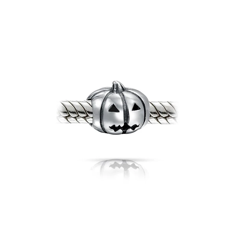 Bling Jewelry Spooky Halloween Pumpkin Charm Bead in Oxidized Sterling Silver Bracelets