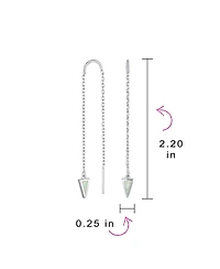 Bling Jewelry Delicate Arrow Triangle Opal Inlay Dangle Stone Earrings Sterling Silver