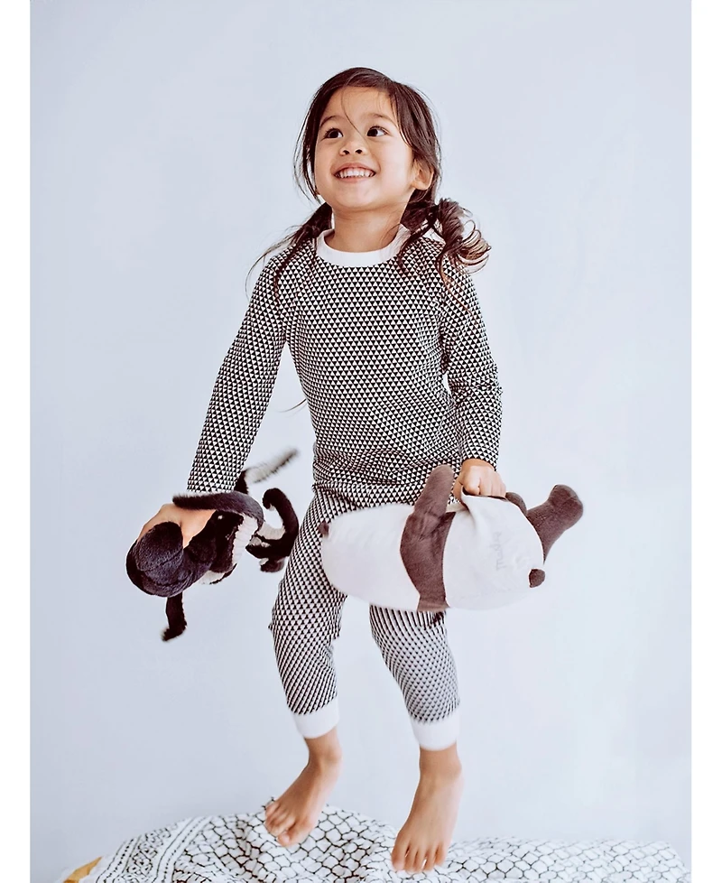 Malabar Baby Big Boys Organic Cotton 2PC Pajama Set, Greenwich (Black & White)