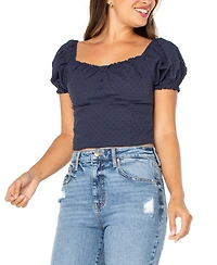 Celebrity Pink Juniors' Cropped Puff-Sleeve Top