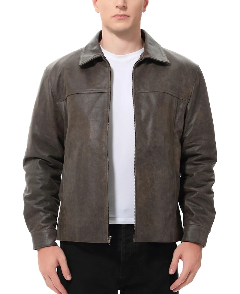 Bgsd Men David Distressed Leather Jacket - Tall