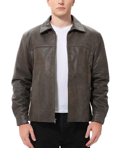 Bgsd Men David Distressed Leather Jacket - Tall