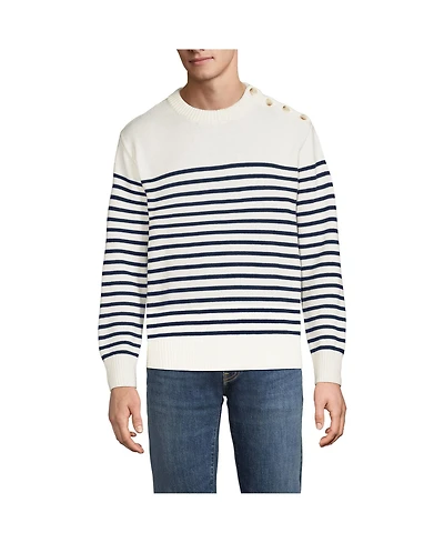 Lands' End Men's Drifter Button Up Crewneck Sweater