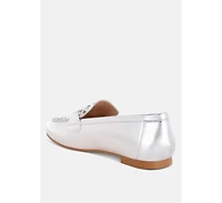 Estafa Horsebit & Studs Metallic Pleather Loafers Women