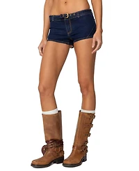 Edikted Women's Ciel Low Rise Denim Micro Shorts