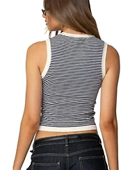 Edikted Womens Everson Striped Button Up Knit Top