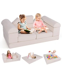 9-Piece Foam Climb and Crawl Playset with Soft Suede Cover for Toddlers