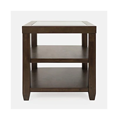 Urban Icon Contemporary Glass Inlay End Table with Storage, Merlot