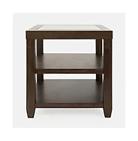 Urban Icon Contemporary Glass Inlay End Table with Storage, Merlot