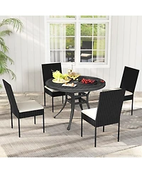 Pe Wicker Patio Chairs Set of 4 with Cushions for Porch Deck Garden and Backyard