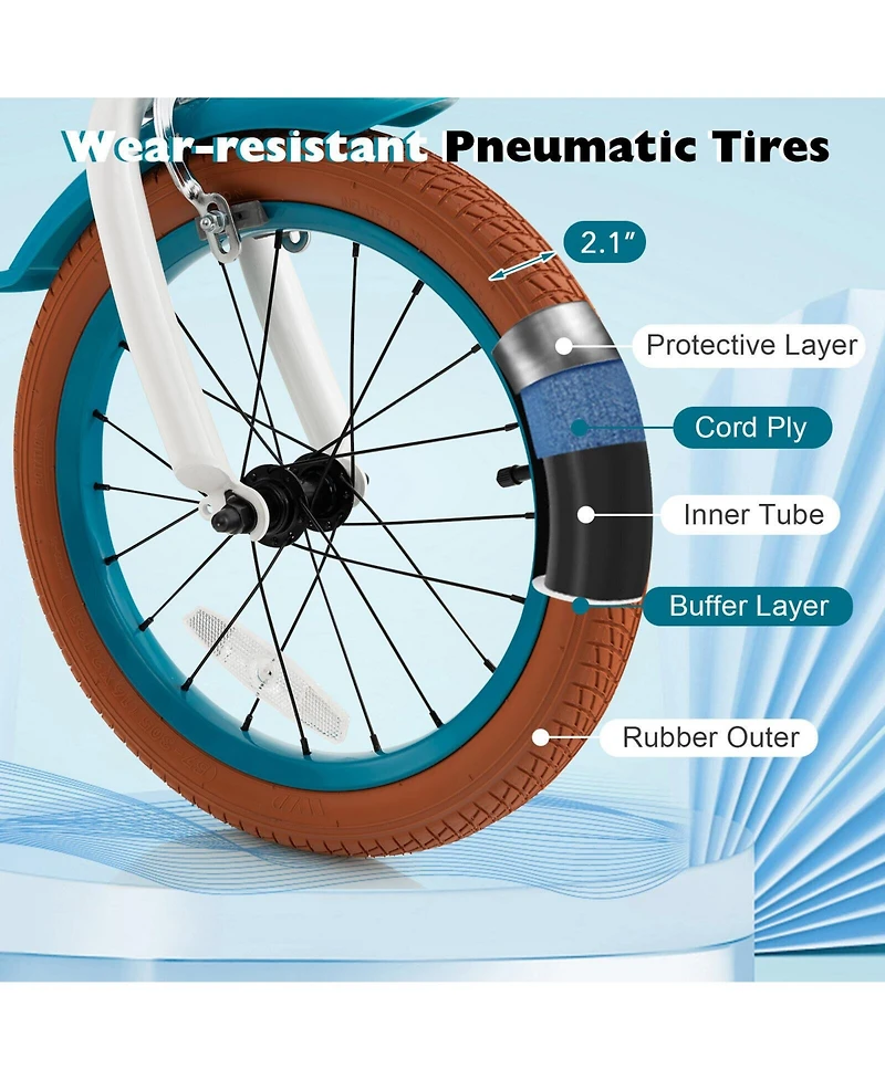 Kids Bike with Front Handbrake 2 Training Wheels