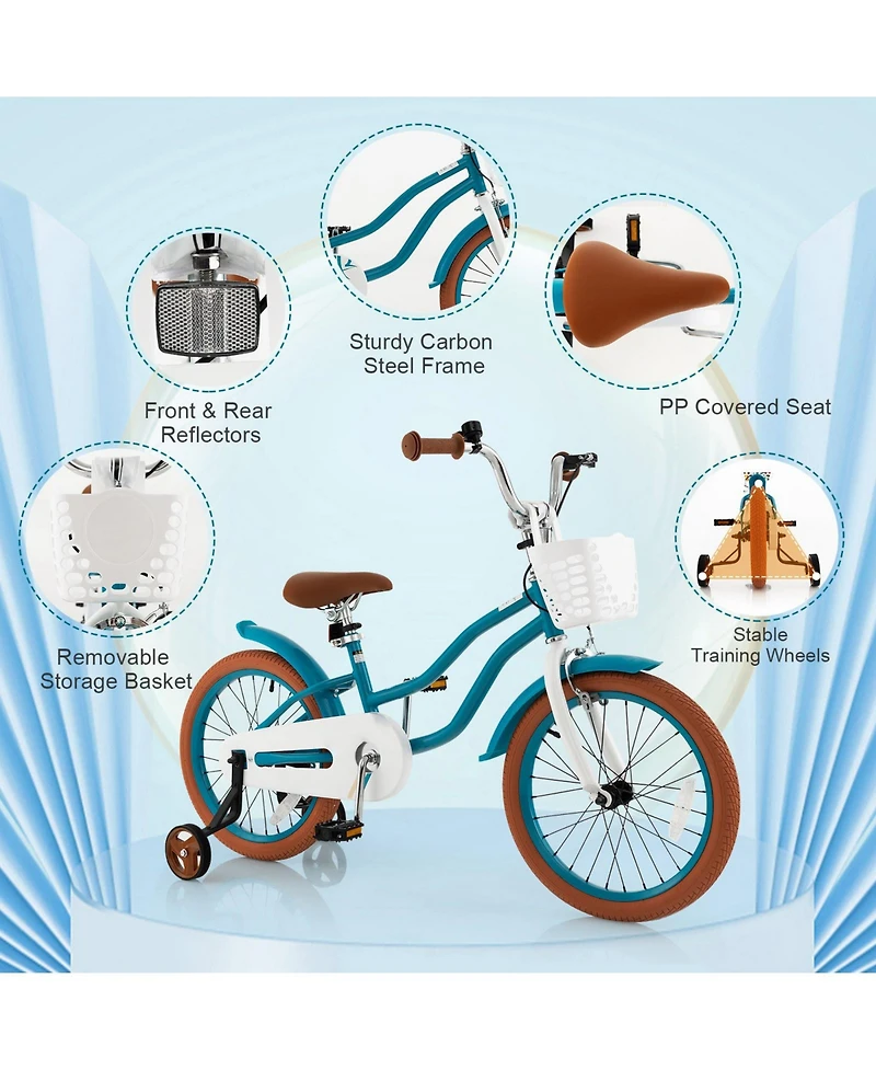 Kids Bike with Front Handbrake 2 Training Wheels