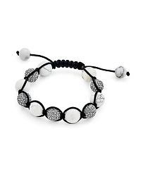Bling Jewelry Black Pave Crystal Ball Bracelet Black Cord String Adjustable