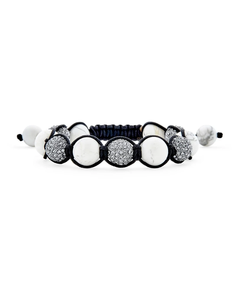 Bling Jewelry Black Pave Crystal Ball Bracelet Black Cord String Adjustable