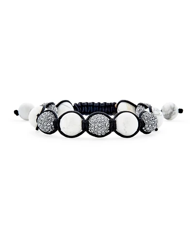 Bling Jewelry Black Pave Crystal Ball Bracelet Black Cord String Adjustable